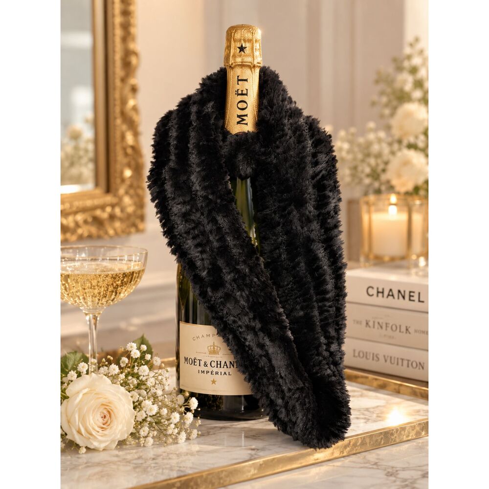 Vintage Dena Genuine Rabbit Fur Scarf Black Dyed Fur France Luxury Statement